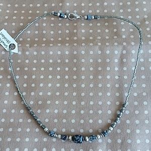Snowflake obsidian stone necklace